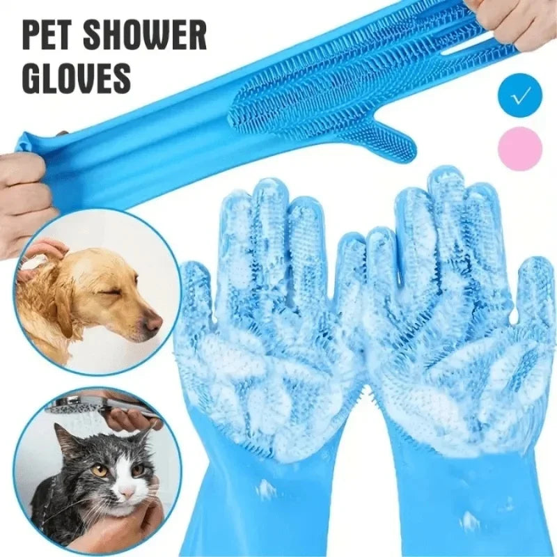 Guantes de aseo de silicona para mascotas
